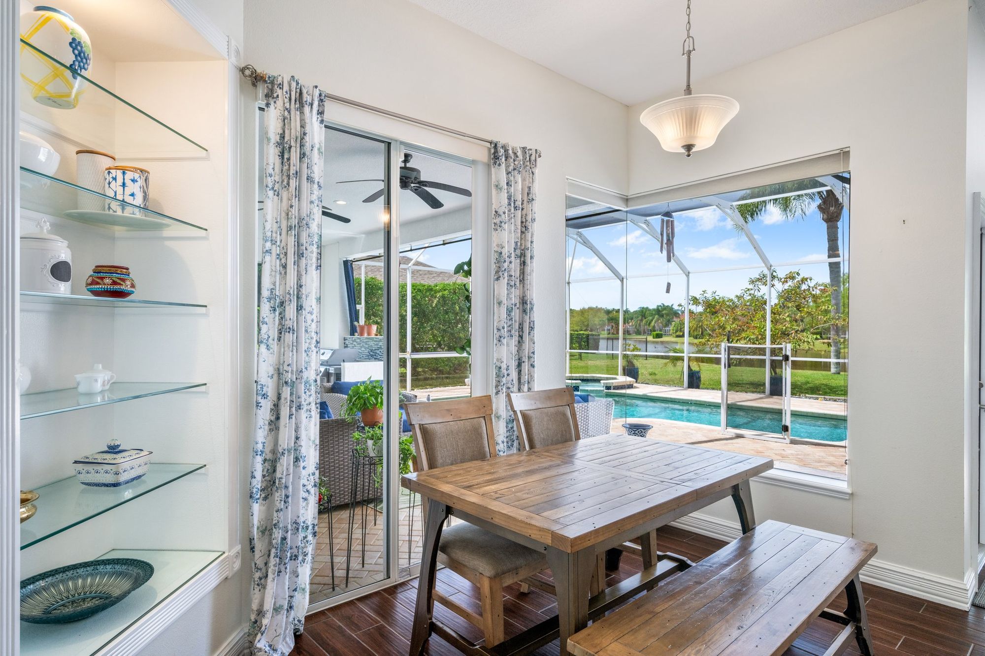 Dining nook looking out to the pool