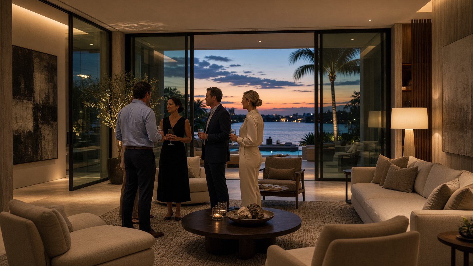 Guests gathering inside a luxury home during an open house